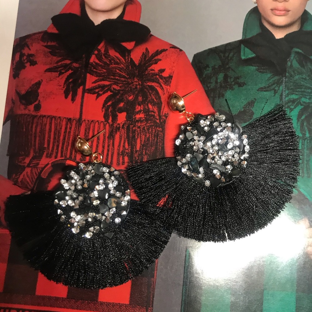 Black Rhinestone Earrings - Picture 2 of 4